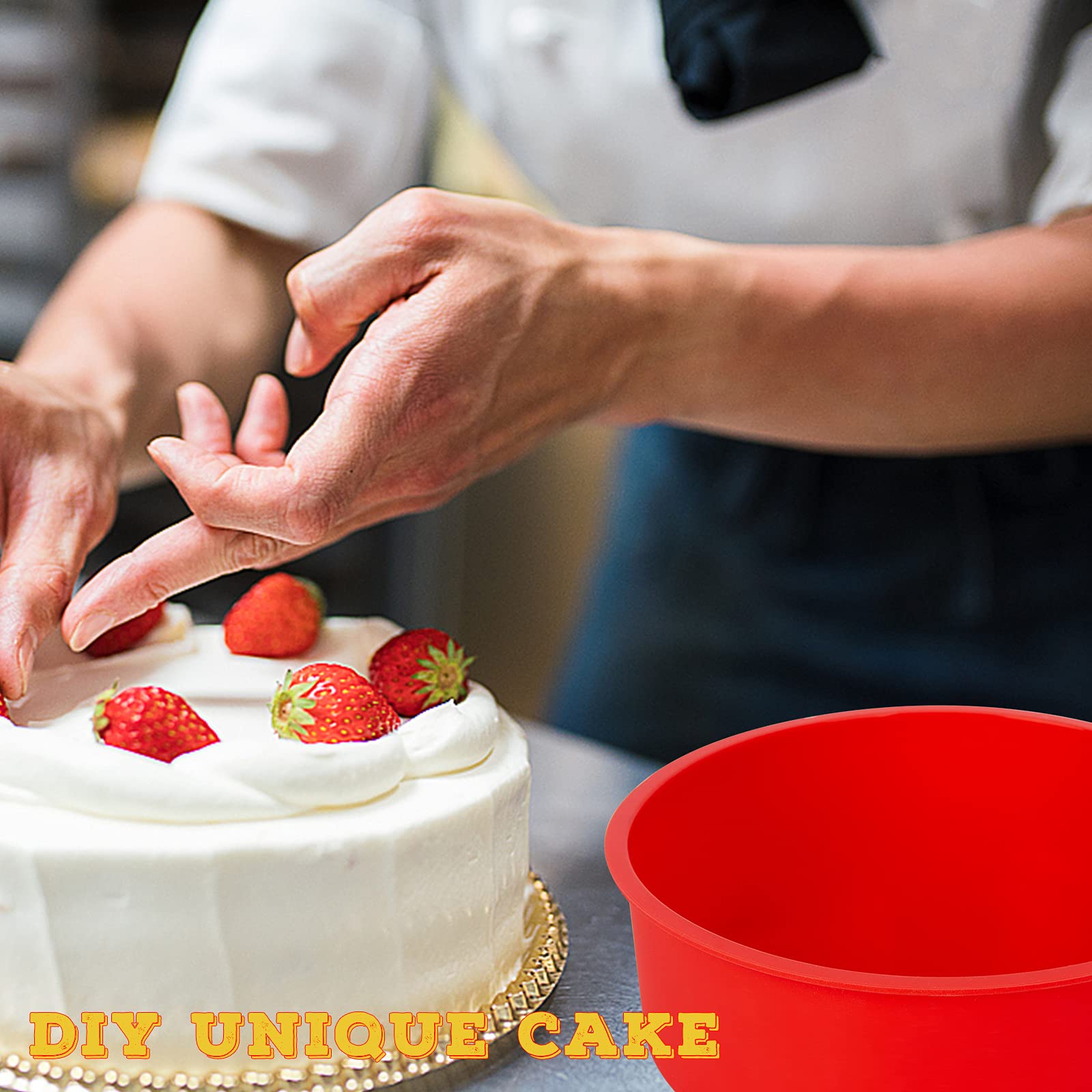 2 Pieces Silicone Cake Mold, 6 Inch Round Baking Pan Silicone Cake Shaper Mold Nonstick & Quick Release Baking Tray Reusable Cak